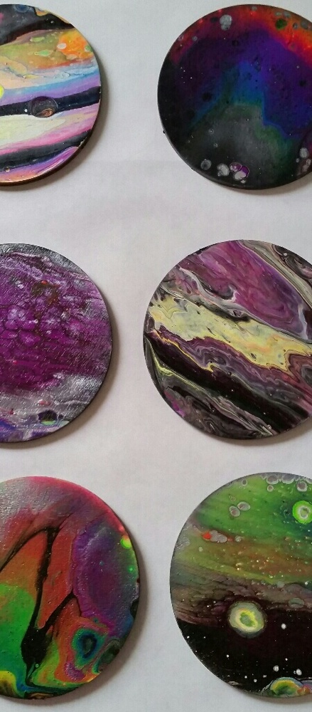 Homemade, Painted Wooden Coasters